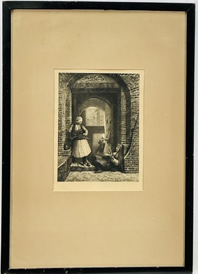 Lot 154 - Jean-Léon Gérôme, after Paul-Adolphe Rajon, 19th century steel engraving on wove paper, 'Arnaut Guardhouse in Cairo'. Overall including frame 56cm x 39cm