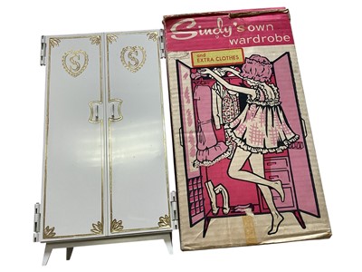 Lot 2074 - Pedigree vintage Sindy Bedroom Furniture including Wardrobe, Bed, Bedside Table, Chest of Drawers, Dressing Table & Armchair, mostly boxed with Sindy Dolls, Clothes & Accessories (1 box)