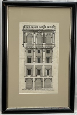 Lot 168 - Giovanni Battista Falda, 'Another View of the Palazzo Falconier', engraving on wove paper, 'Certificato di Autenticita' verso. Overall including frame 70.5cm x 46cm