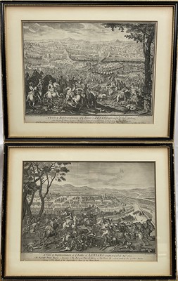 Lot 171 - 18th century engravings, Henry Roberts, 'A View & Representation of ye Battle of Luzzara fought on ye 15th of August 1702', engraving on laid paper, published by W.Rayner. Together with anot...