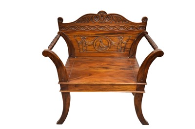 Lot 1308 - Regency-style armorial hall bench