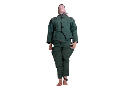 Lot 2087 - Action Man action figure with painted head and rigid hands, paratrooper uniform and parashoot, stretcher & football kit (1 box)