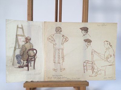 Lot 943 - *Mary Millar Watt - group of work on paper from St Ives School of art, subjects including fellow students Wilhemina Barns-Graham, Leonard Fuller, Majorie Mostyn and others