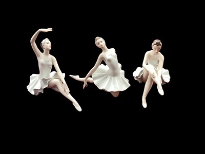 Lot 1242 - Three Royal Dux figures of ballerinas