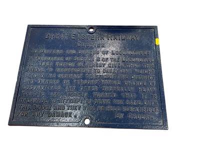 Lot 2588 - Great Eastern Railway cast iron Caution sign, 38 x 36cm.