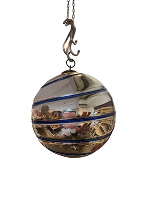 Lot 796 - Unusual witch ball with glass twist
