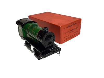 Lot 2708 - Hornby O Gauge 0-4-0 lined green livery No.30 clockwork locomotive 45746 & No.30 tender, with reversing mode, both boxed (2)