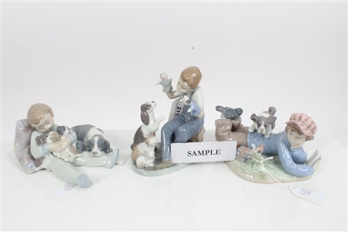 Lot 2159 - Six Lladro porcelain figure groups of children...