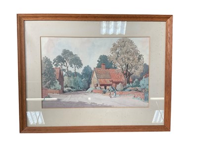 Lot 1147 - J W Fenton, watercolour- East Anglian street scene
