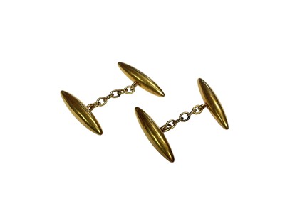 Lot 14 - Pair of 18ct gold torpedo cufflinks