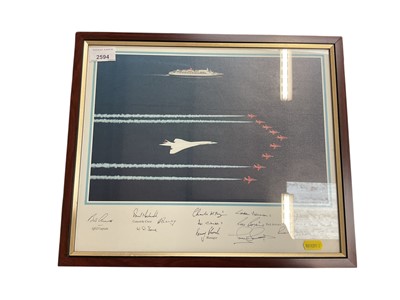 Lot 2594 - Framed print of Concorde and The Red Arrows, together with a Corgi Concorde Two Piece set in box (2).