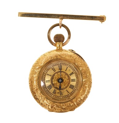 Lot 516 - 18ct gold ladies pocket watch with 9ct gold pin