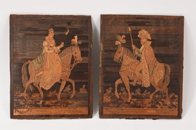 Lot 674 - Pair of French prisoner of war strawwork panels