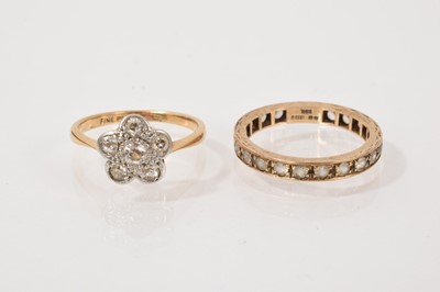 Lot 434 - Diamond daisy cluster ring, together with 9ct gold eternity band (2)