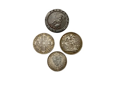 Lot 506 - World - Mixed coinage to include G.B. silver Victoria OH Crown 1898 LXI VG-AF, Double Florin 1890 VG OH Half Crown 1897 EF-GEF, base metal & other issues (Qty)
