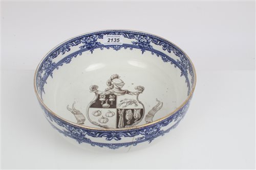 Lot 2135 - Royal Doulton blue and white bowl decorated...