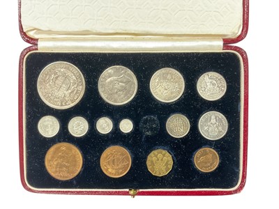 Lot 507 - World - Mixed coins & banknotes to include G.B. George VI specimen year set 1937 UNC, banknote The National Bank of Scotland £5 with a red & yellow underprint dated 2nd January 1945 pref...
