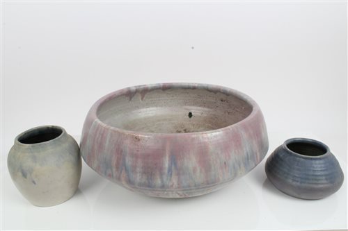 Lot 2137 - Large pottery bowl with mottled glaze, similar...