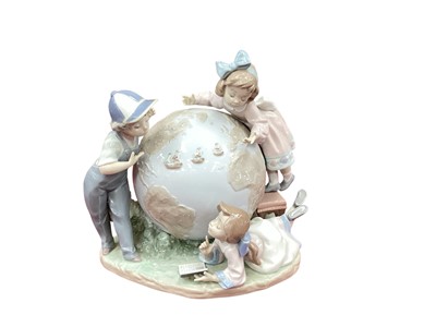 Lot 1238 - Lladro limited edition porcelain figure group of three children gathered around a globe - The Voyage of Columbus