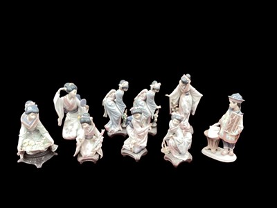 Lot 1239 - Nine Lladro porcelain figures including geisha girls