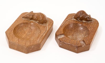 Lot 716 - Two similar Robert Mouseman Thompson oak ash trays