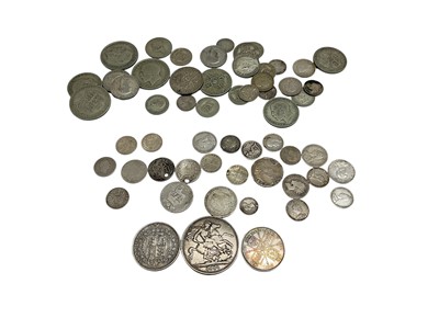 Lot 518 - G.B. - Mixed silver coinage to include Victoria JH Crown 1890 VG-AF, Half Crown 1888 AVF, Florin 1887 A EF, pre 1920 silver coins (N.B. Estimated Wt. 53gms) & pre 1947 silver coins (N.B. Est...