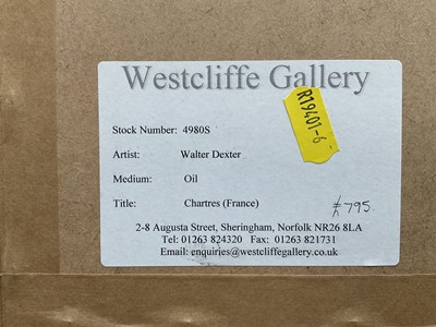 Lot 1028 - *Walter Dexter (1876-1958), oil on board - View of Chartres, signed, 24.5cm x 17cm, in gilt frame