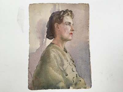 Lot 934 - *Mary Millar Watt (1924-2023) group of unframed works on paper including watercolour portraits, Lavenham church, Jamaican views and others, 21 in total