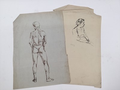 Lot 934 - *Mary Millar Watt (1924-2023) group of unframed works on paper including watercolour portraits, Lavenham church, Jamaican views and others, 21 in total