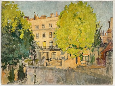 Lot 936 - *Amy Millar Watt (1900-1956) oil on board - Walton Place, 30.5cm x 40.5cm, and another by the same hand, Devon village, 35cm x 30cm (2)