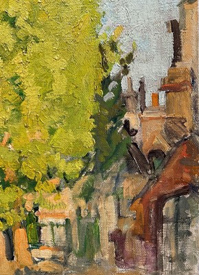 Lot 936 - *Amy Millar Watt (1900-1956) oil on board - Walton Place, 30.5cm x 40.5cm, and another by the same hand, Devon village, 35cm x 30cm (2)