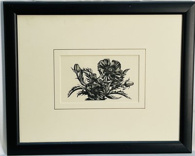 Lot 13 - Clare Leighton (1898-1989) woodcut, Oriental Poppies from Four Hedges 1935, 8.5cm x 14cm, in glazed frame