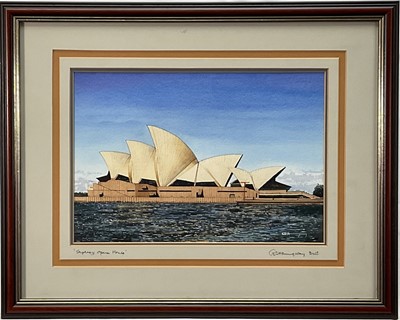 Lot 62 - G. Douglas Hemingway, 20th century watercolour, Sydney Opera House, signed twice, 21cm x 32cm, glazed frame