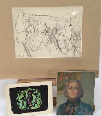 Lot 935 - *Mary Millar Watt (1924-2023) collection of works on paper, various subjects and media, including a printing block