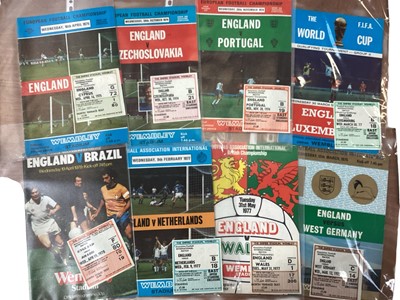 Lot 1478 - 1960s to 1980s 90+ England programmes including 9 x 1960s away and 8 home with match tickets