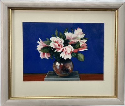 Lot 18 - John Langton (b.1932) oil on paper on card - Still life, artists label verso, 19cm x 26cm, framed behind glass