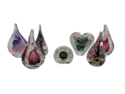 Lot 1249 - Six pieces of Polish art glass, four by Adam Jablonski, one by Marian Pyreak and one by Graziella Cavalli, all signed, together with a Waterford digital clock (7)