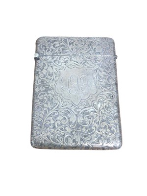 Lot 292 - Victorian silver card case with engraved decoration, (Birmingham 1901), maker H J Cooper & Co. Ltd, 9.7cm, 3oz