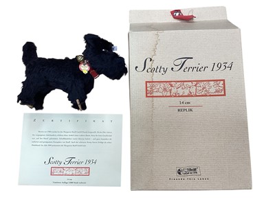 Lot 2063 - Steiff bears 402067, 2907 and Jackie 009127, all boxed with certificates. plus six small Steiff bears and animals.