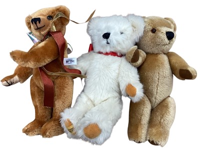Lot 2066 - Group of bears including Merrythought X7, including Millennium bauble, Millennium bear 51/20, Hope. Plus a selection of artist bears including Naomi Laight, Welsh bears by Bocs Teganu etc.