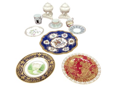 Lot 1261 - Group of 20th century ceramics, including a Royal Copenhagen cup and saucer, Rosenthal Fornasetti coffee can and saucer, Royal Crown Derby Paradise Maroon plate, etc
