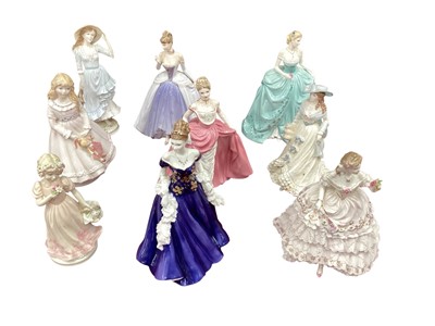 Lot 1262 - Nine porcelain figurine of ladies, including Coalport and Royal Worcester