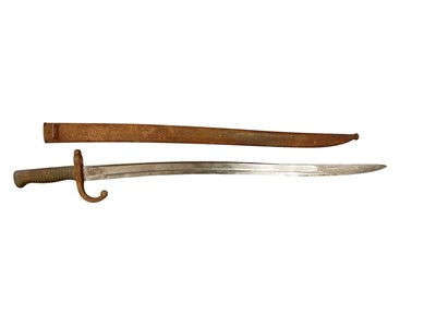 Lot 943 - French 1866 Pattern Chassepot bayonet with scabbard