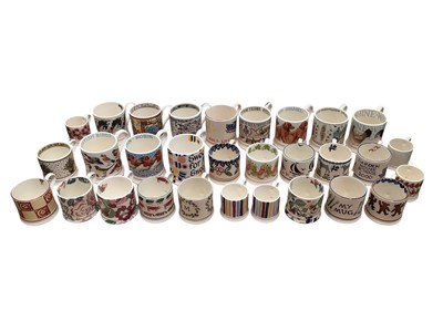 Lot 1185 - Collection of 30 Emma Bridgewater mugs in various designs and sizes including Farm Animals, Celebrating 100 Years of the Radio Times, British Birds etc