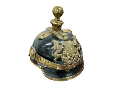 Lot 753 - Good quality replica First World War Imperial German Pickelhaube with brass fittings and leather liner.