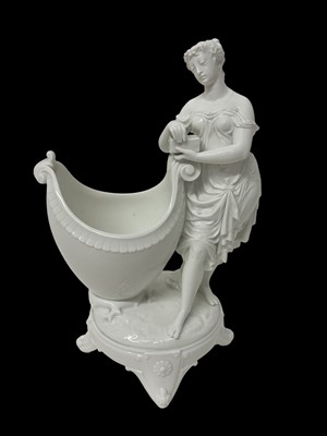 Lot 59 - 19th century French white glazed porcelain figural centrepiece by Gibus & Redon, marked to base, 35.5cm high