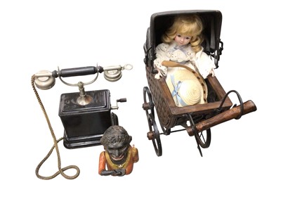 Lot 764 - Group of assorted Militaria to include a Second World War child's gas mask, ammunition box and other items, (1 box).