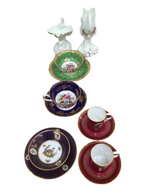 Lot 5153 - Group of ceramics, including two Rotal Worcester shell-shaped dishes, and English tea wares by Hammersley, Wedgwood, Copeland, etc