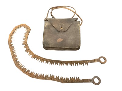 Lot 766 - First World War trench saw in original leather case, stamped B. Crook & Son, 1915.