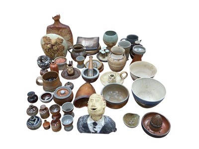 Lot 1268 - Collection of studio pottery including Guy Sydenham miniature vase, Bernard Rooke table lamp and others